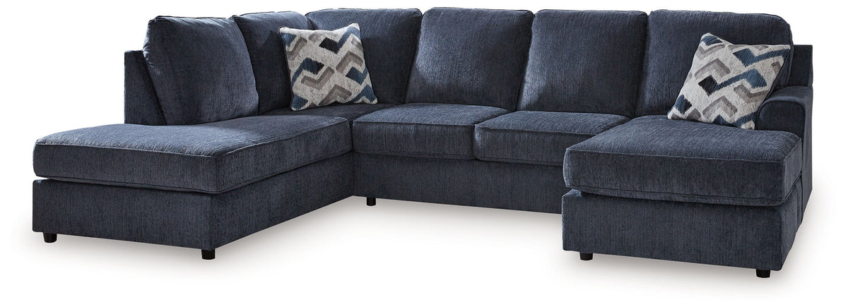 Albar Place - 3 Pc. - 2-Piece Sectional With Raf Sofa Chaise, Ottoman - Cobalt