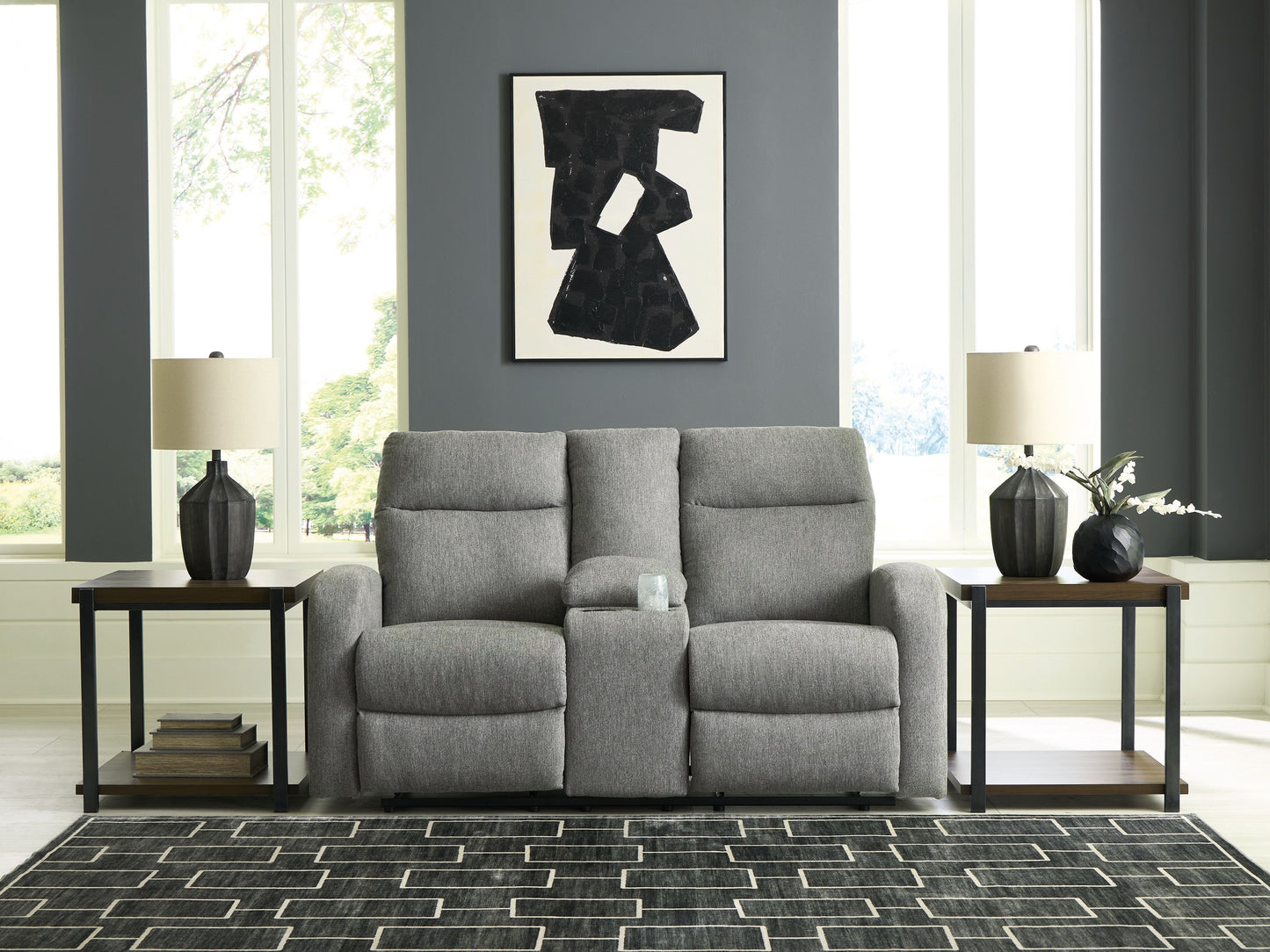 Gauntlet - Double Recline Loveseat With Console - Sterling