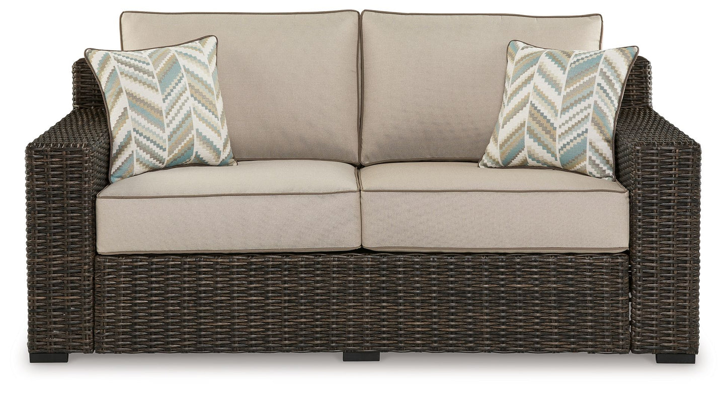 Coastline Bay - Loveseat W/Cushion - Brown