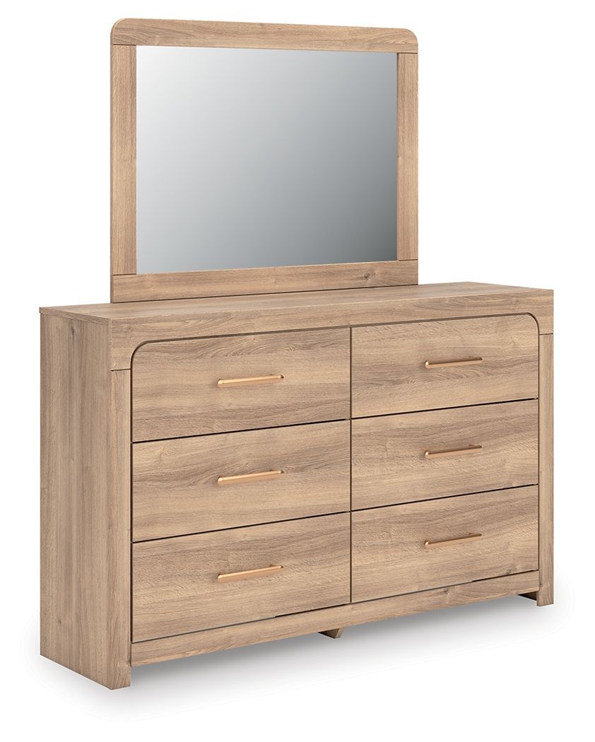 Kinlanni - 4 Pc. - Queen Panel Bed, Dresser, Mirror And Nightstand - Tan