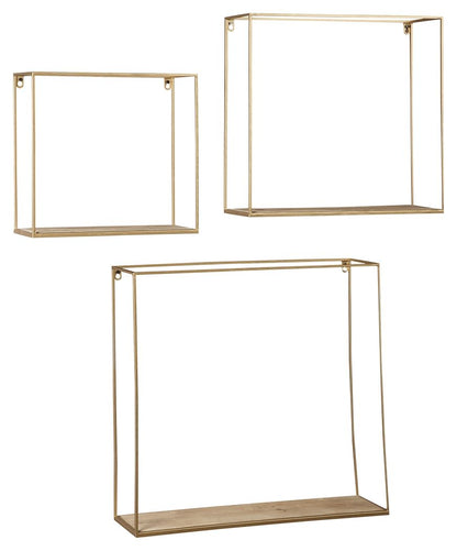 Efharis - Natural / Gold Finish - Wall Shelf Set (Set of 3)