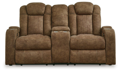 Wolfridge - Brindle - Power Reclining Loveseat With Console /Adj Hdrst