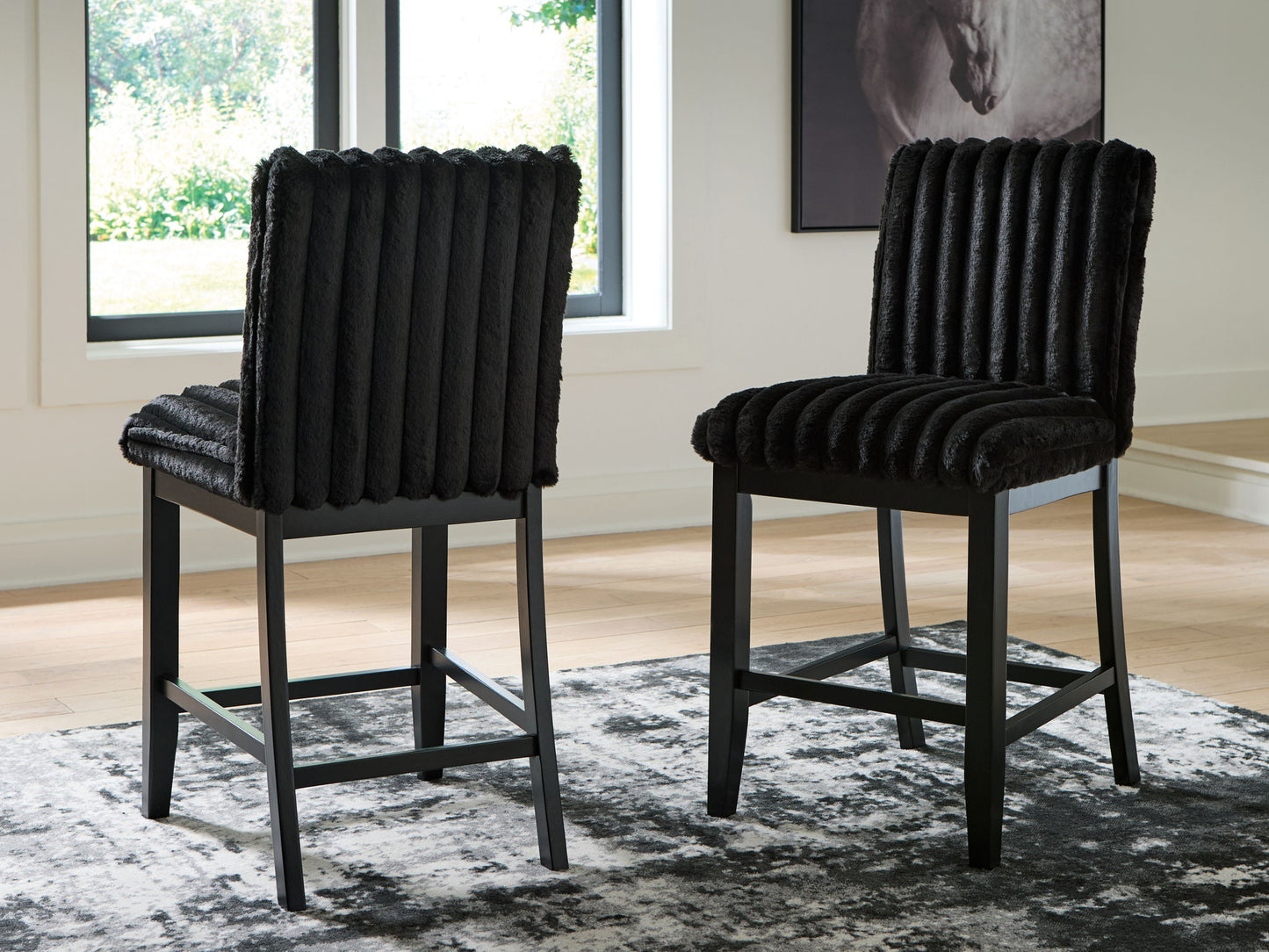 Mervannie - Upholstered Barstool (Set of 2) - Black
