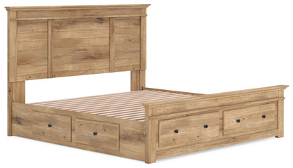 Makidern - Panel Storage Bed With Under Bed Storage Unit And Storage Footboard