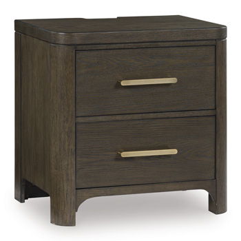Radkin - Two Drawer Night Stand - Burnished Brown
