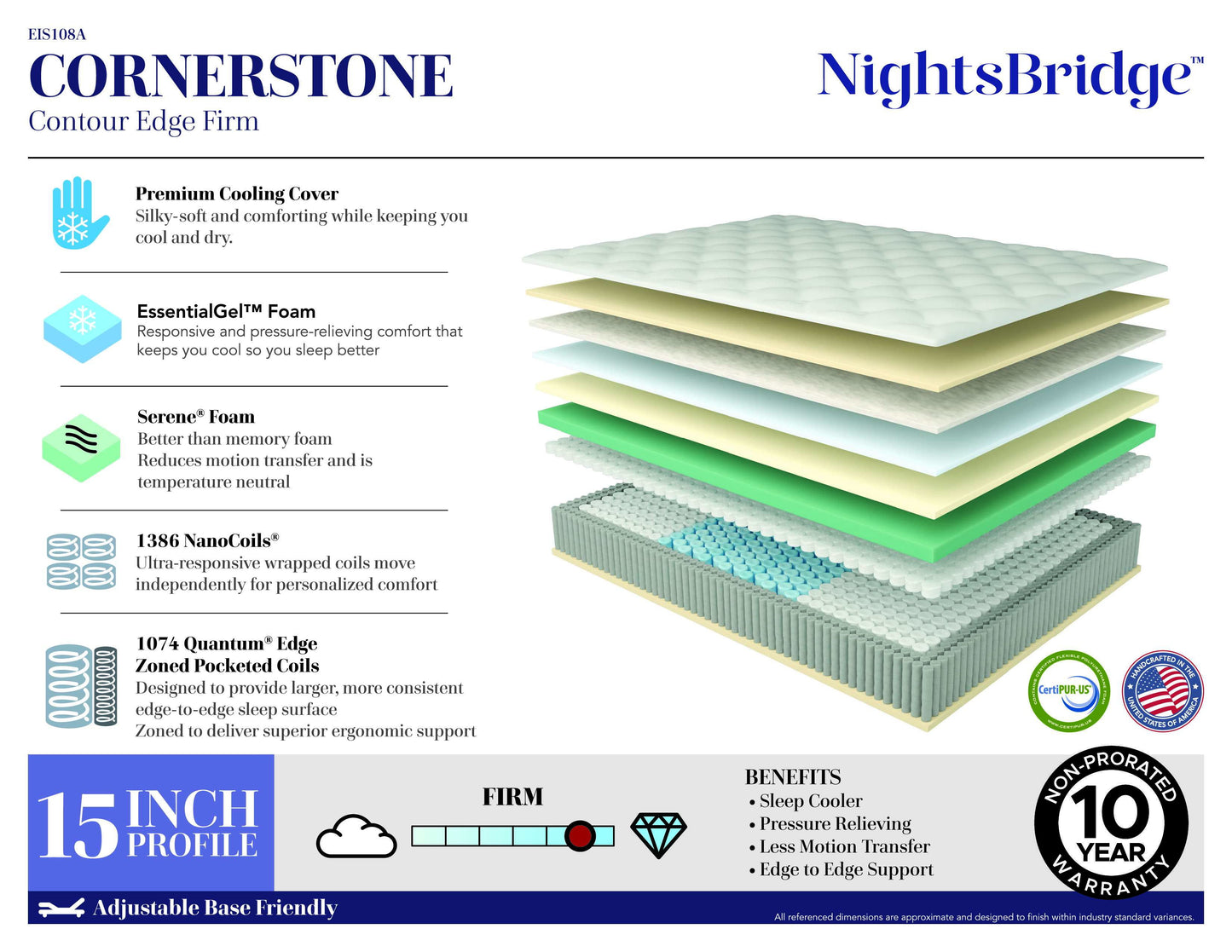 Cornerstone Contour Edge Firm Hybrid Mattress