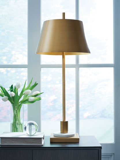 Fritzburn - Metal Table Lamp - Gold Finish / White