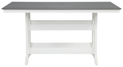 Transville - Rectangular Counter Table With Umbrella Option - Gray / White